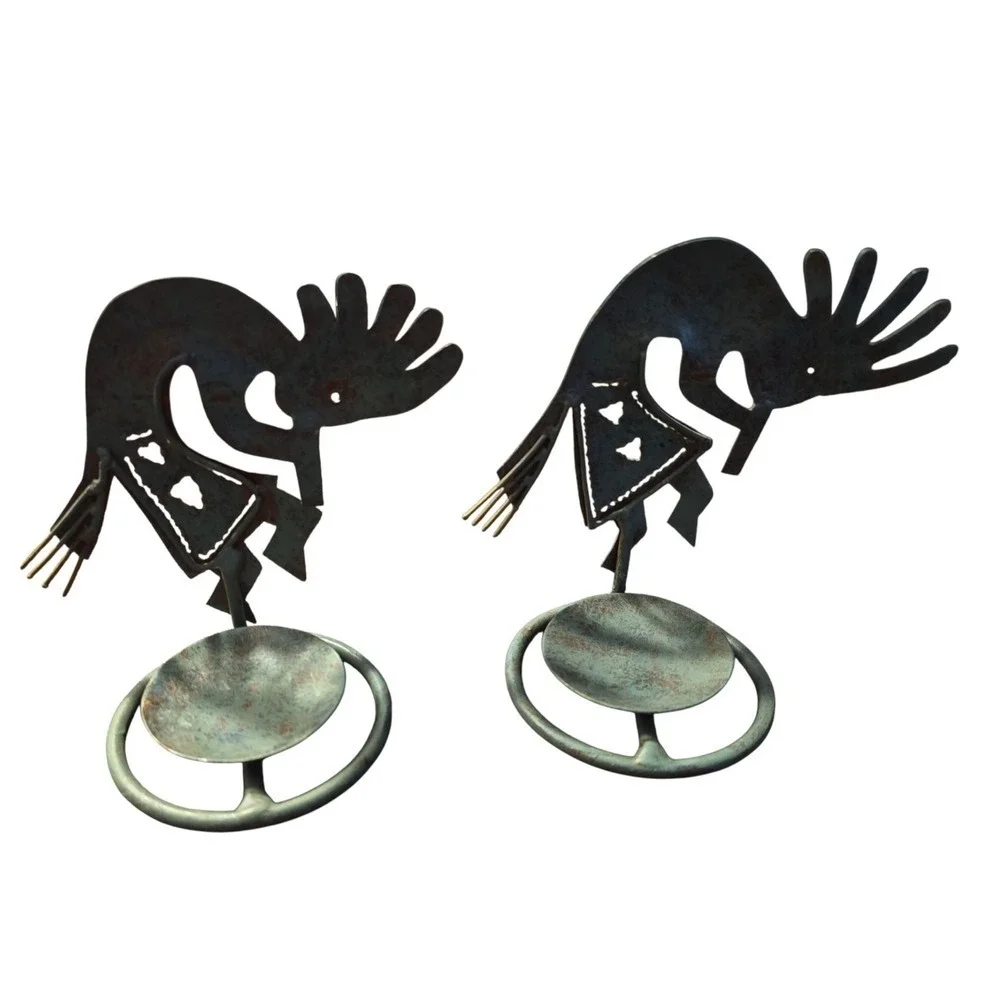 Kokopelli Candle Holder Southwestern Metal Art‎ Candle Wall Sconce Set